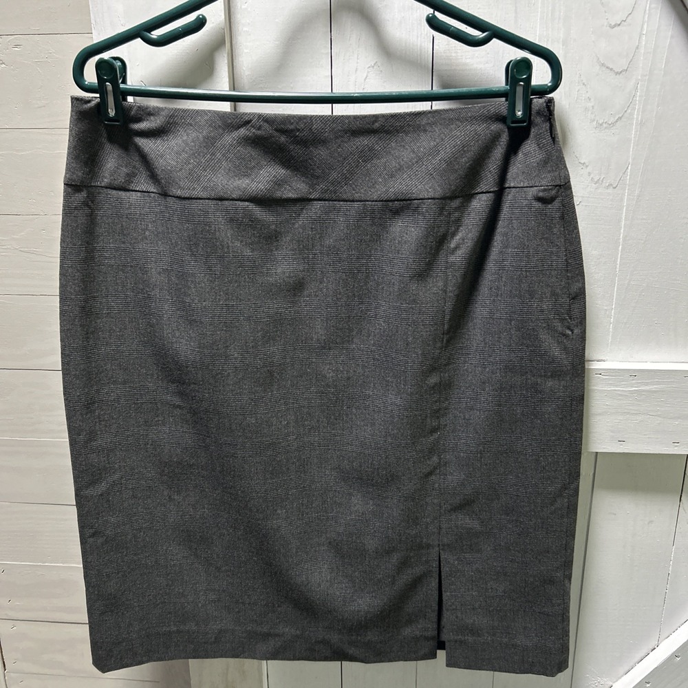 Axcess Stretch Pencil Skirt Womens Size 12 Charcoal Muted Plaid  Lined